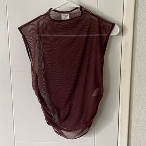 Abercrombie & Fitch Mock Neck Mesh Fitted Tank